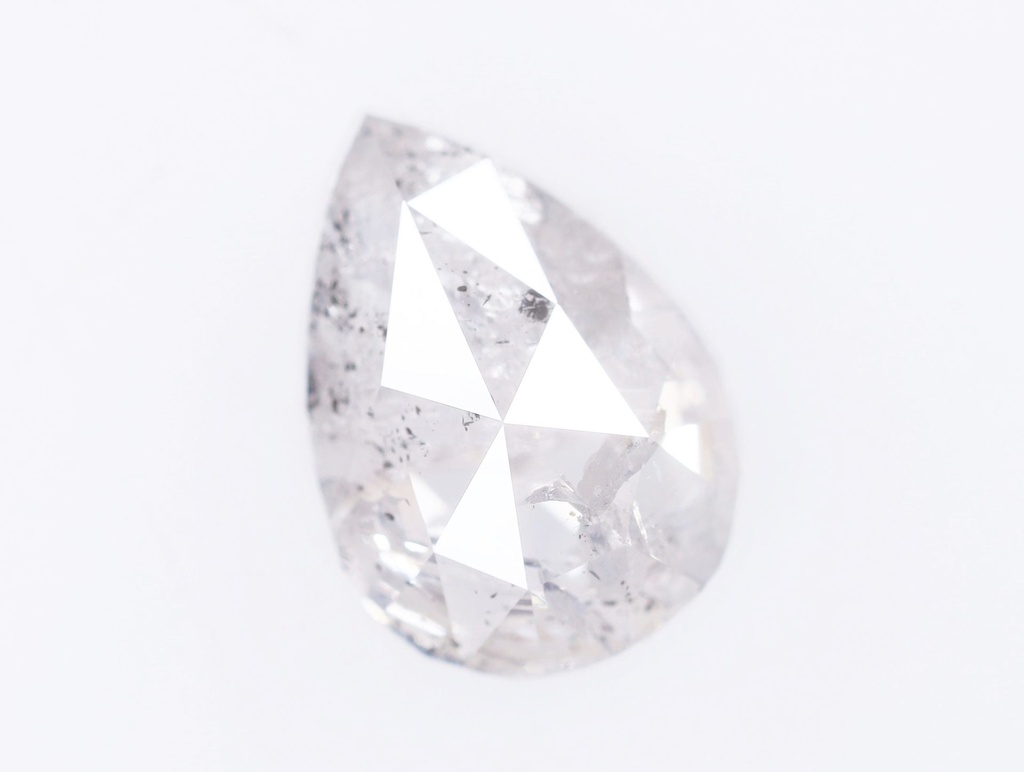 0.65 Ct, 6.5 X 4.7 X 2.7 MM, Natural Rustic Fancy White Salt And Pepper Color Pear Shape Faceted Diamond For Anniversary Gifts, Jewelry, C39