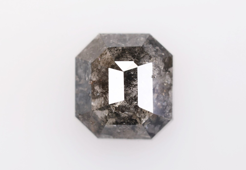 1.32 Ct, 6.3 X 5.9 X 3.3 MM, Natural Loose Diamond Fancy Salt And Pepper Emerald Shape Faceted Diamond, Salt And Pepper Diamond Ring, DG-31