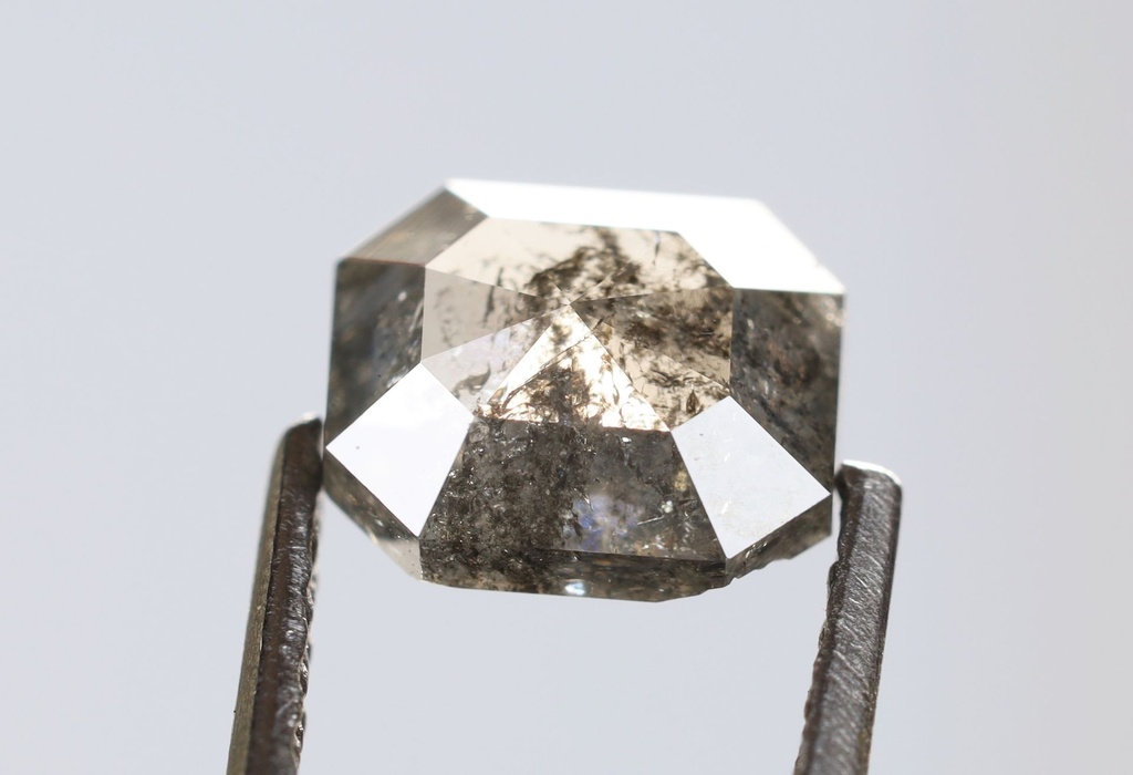 0.61 Ct, 5.2 X 4.4 X 2.4 MM, Natural Rustic Diamond Fancy Salt And Pepper Emerald Shape Diamond, Mine Diamond Ring, Antique Diamond, DG7941