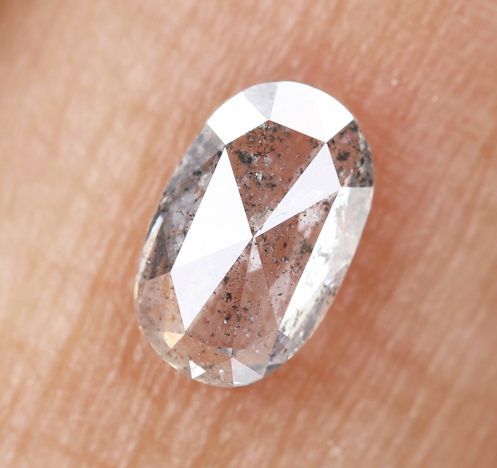 0.60 Ct, 6.6 X 4.2 X 2.2 MM, Natural Rustic Diamond Fancy Salt And Pepper Oval Cut Diamond, Antique Diamond, Mine Diamond Ring, DG5503