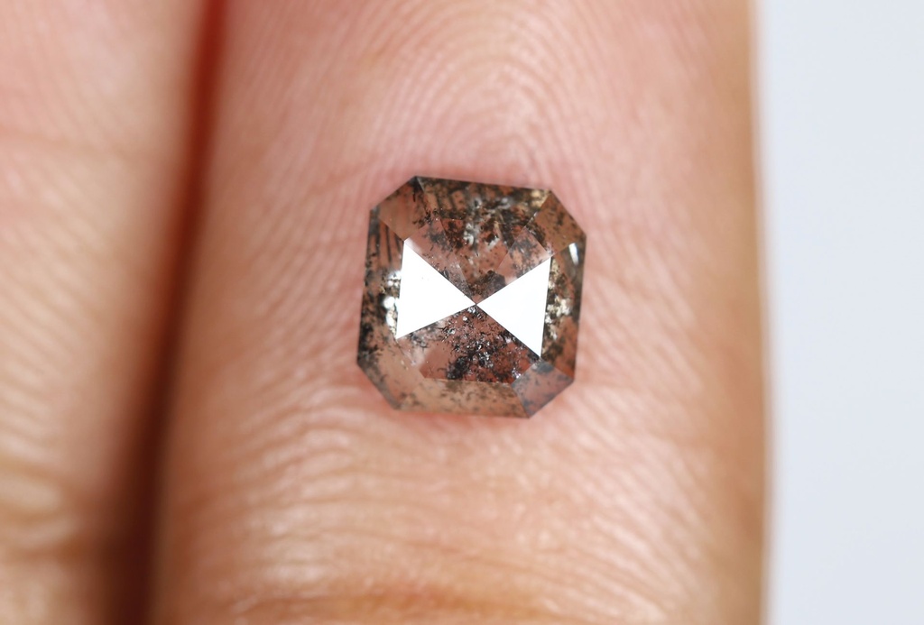 1.08 Ct, 5.8 X 5.4 X 2.9 MM, Natural Loose Diamond Fancy Black Salt And Pepper Emerald Shape Diamond, Polished Black Diamond Ring, DG7465
