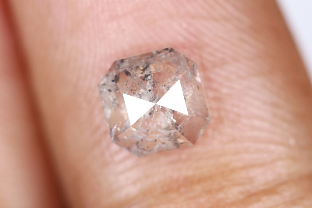 0.05 Ct, 5.6 X 5.6 X 3.0 MM, Natural Loose Diamond Milky Salt And Pepper Emerald Shape Diamond, Antique Emerald Cut Diamond Ring, DG7488