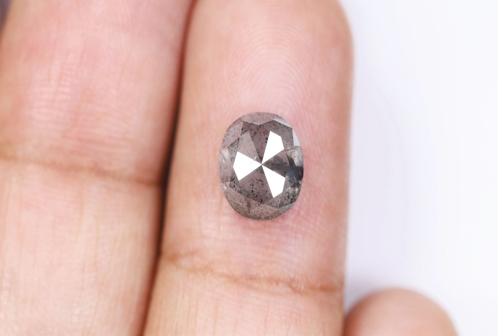 1.72 Ct, 7.5 X 5.9 X 3.9 MM, Natural Antique Diamond Fancy Salt And Pepper Oval Shape Faceted Diamond For Jewelry Birthday Gifts, DG10015