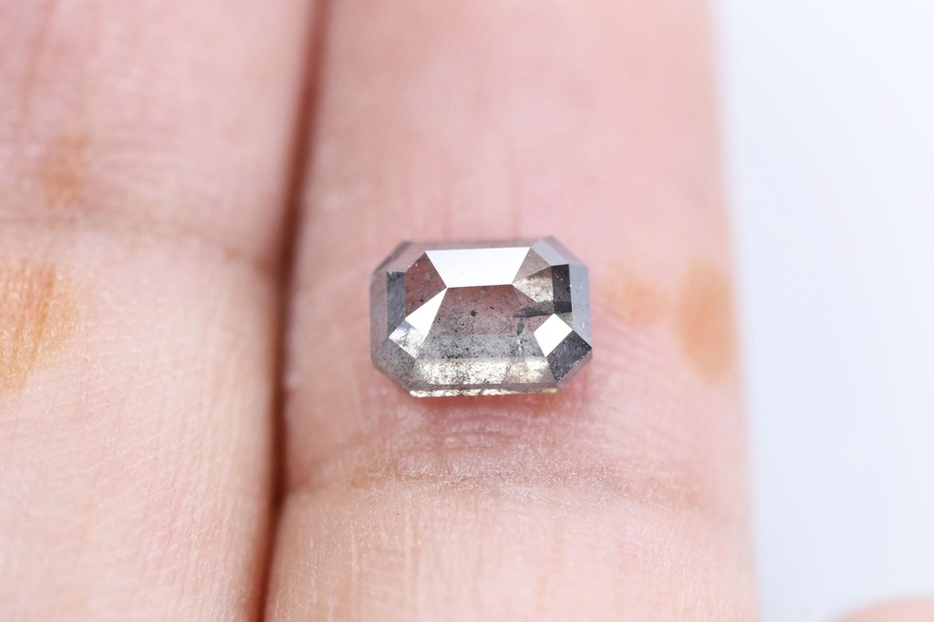 0.81 Ct, 5.9 X 4.4 X 2.7 MM, Natural Loose Diamond Fancy Salt And Pepper Emerald Shape Diamond, Real Diamond Rings, Rustic Diamond, DG9658