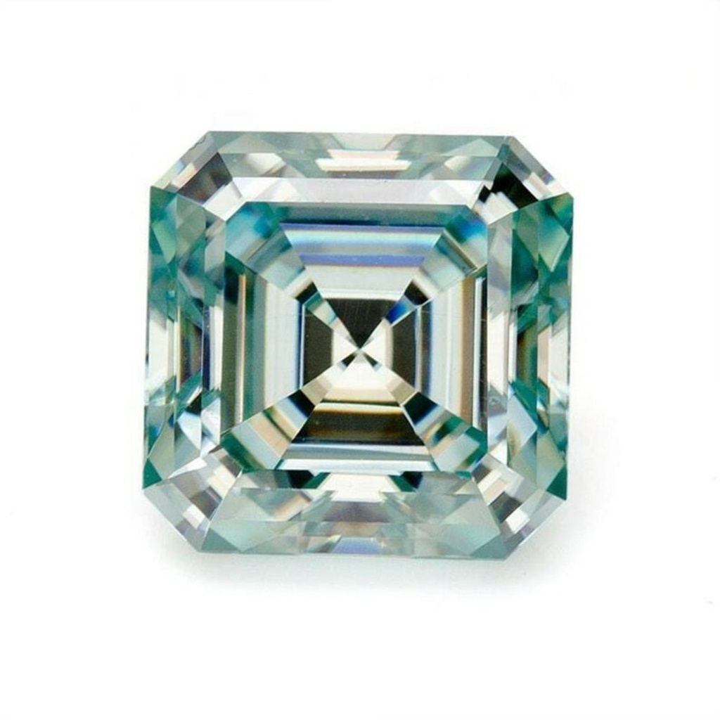 Loose Moissanite Fancy Blue Clean Asscher Cut 5.50 MM