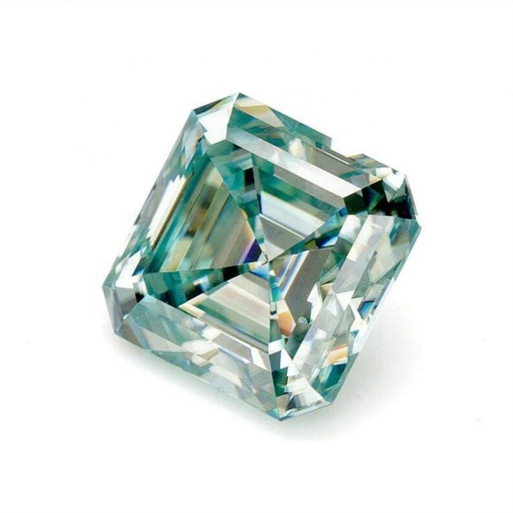 Loose Moissanite Fancy Blue Clean Asscher Cut 9.00 MM