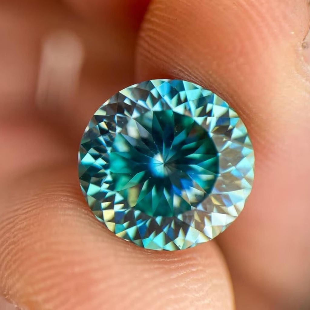 Loose Moissanite Fancy Blue Clean Portuguese Cut 8.00 MM