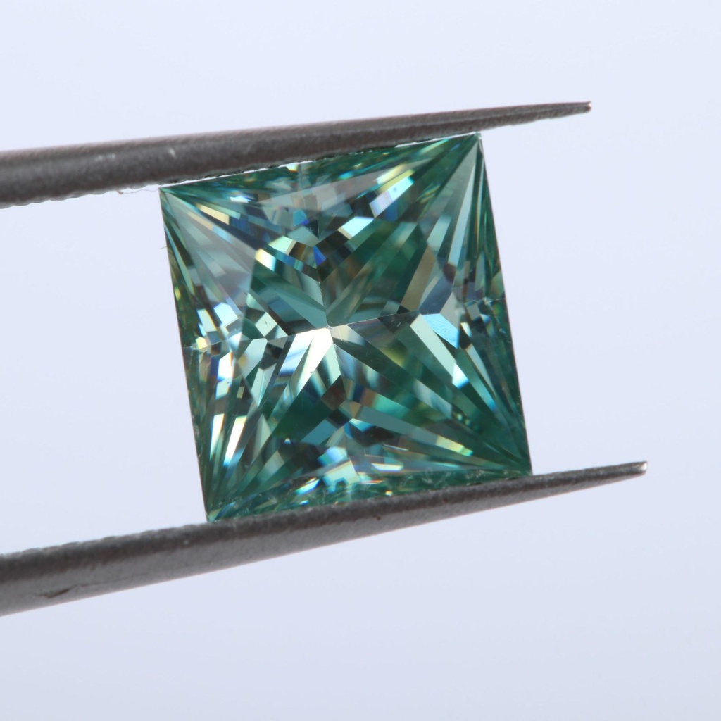 Loose Moissanite Fancy Blue Clean Princess Cut 10.00 MM