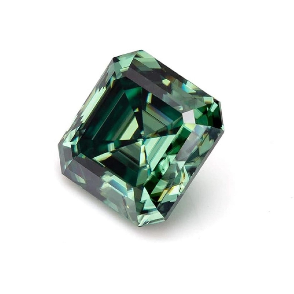 Loose Moissanite Green Clean Asscher Cut 6.00 MM