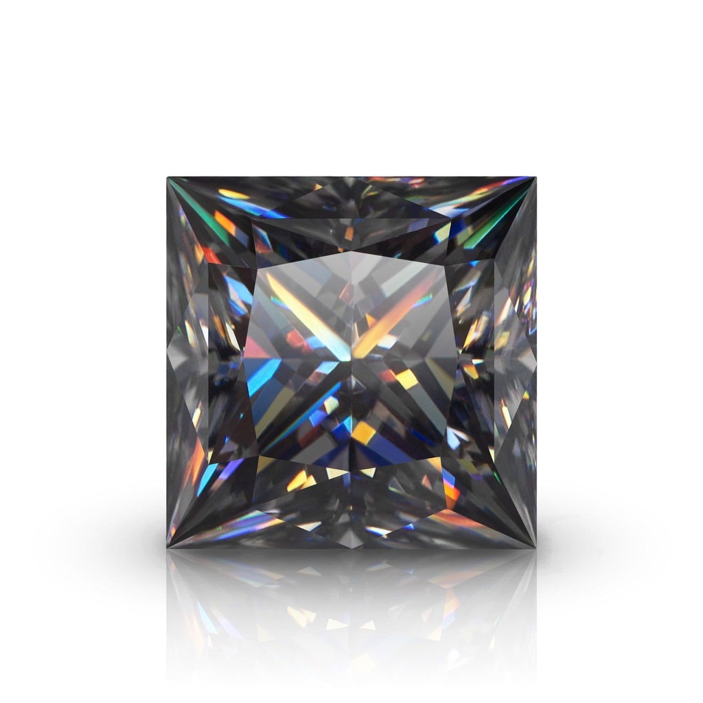 Loose Moissanite Grey Clean Princess Cut 5.00 MM