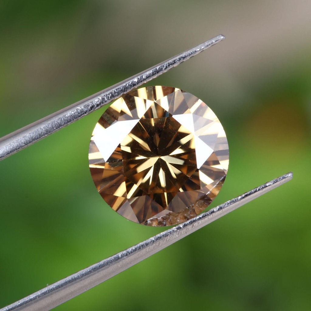 Loose Moissanite Light Brown Clean Round Cut 10.75 MM