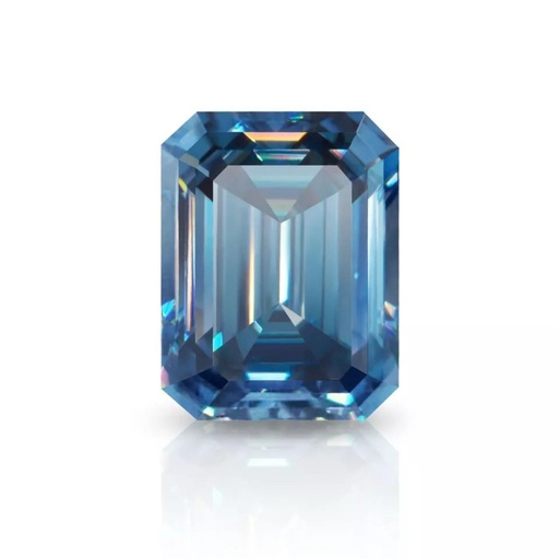 Loose Moissanite Royal Blue Clean Emerald Cut 9.00 x 7.00 MM