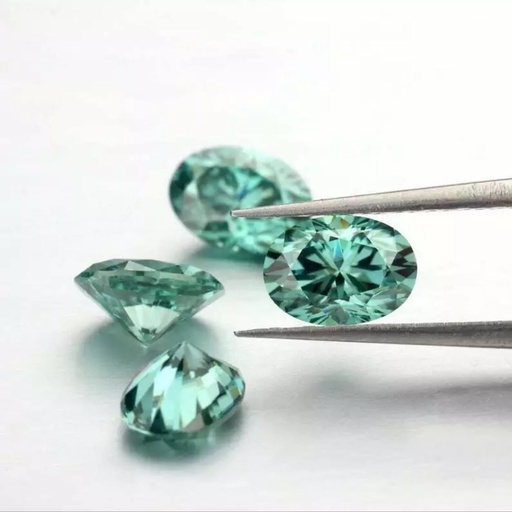 Loose Moissanite Vivid Green Clean Oval Cut 7.00 x 5.00 MM
