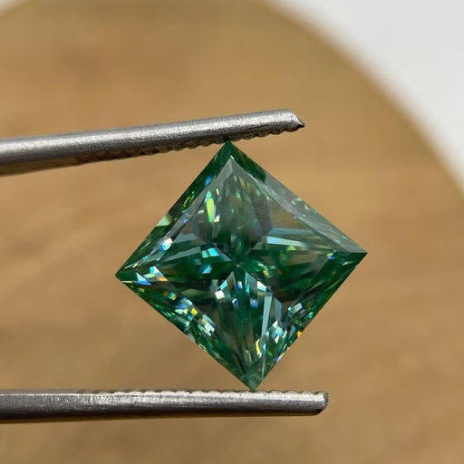Loose Moissanite Vivid Green Clean Princess Cut 6.00 MM