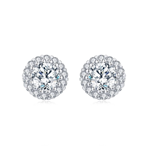  Round Cut Diamond Halo Stud Earring For Women