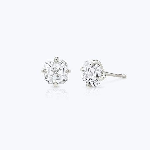 Asscher Cut Solitaire Stud Earring For Women 