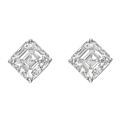  Asscher Cut Moissanite Solitaire Stud Earring