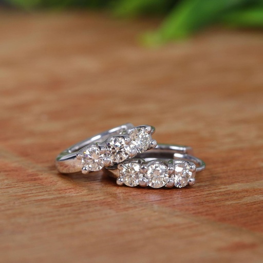 Round Cut Diamond Huggie Hoop Earrings For Women
