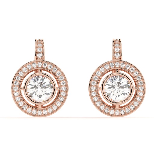 Round Cut Diamond Halo Drop Dangle Earrings For Women