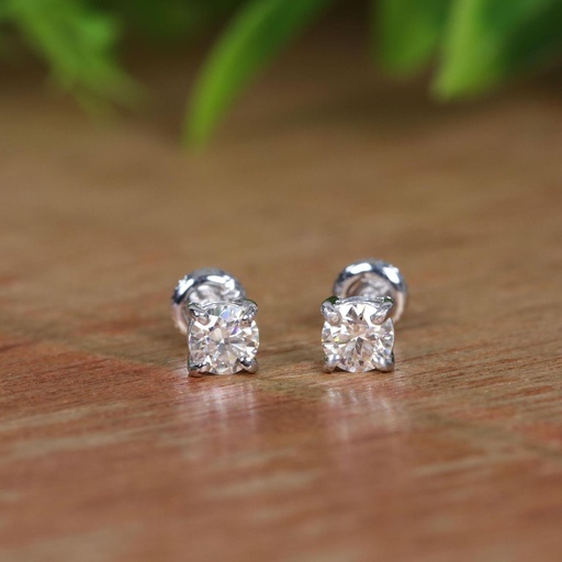 Round Cut Diamond Stud Earrings For Women