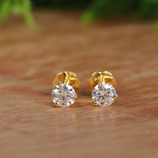 Round Cut Diamond Solitaire Stud Earring For Women