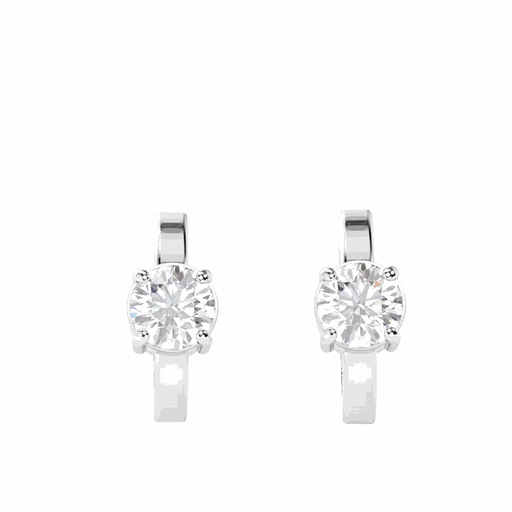 Round Cut Stone Hoop Earring For Women