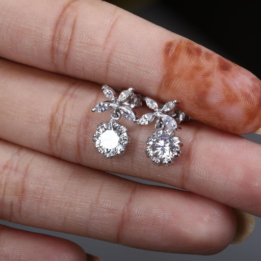 Round Cut Stone Drop Dangle Earrings For Women 