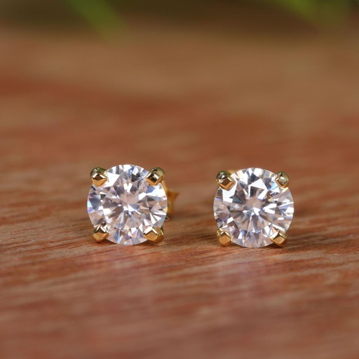 Round Cut Stone Stud Earring For Women