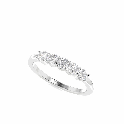 Round Cut Diamond 5 Stone Half Eternity Wedding Band For Women