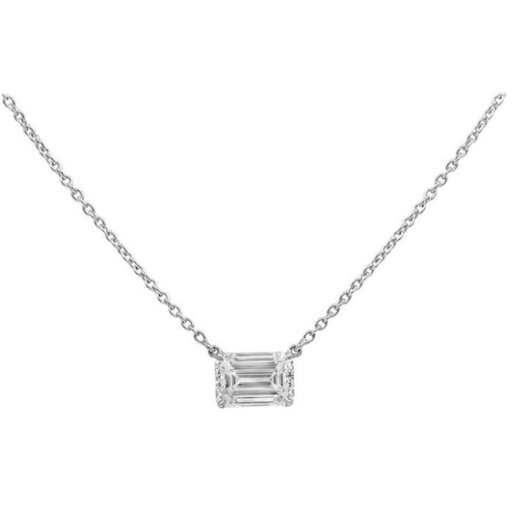 Emerald Cut Diamond Necklace For Women