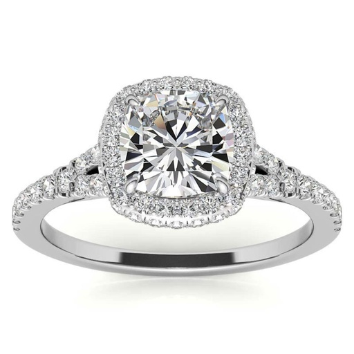 Cushion Cut Diamond Hidden Halo Anniversary Ring for Women