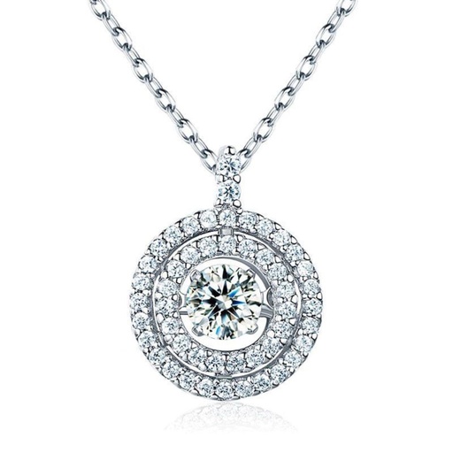  Round Diamond Double Halo Necklace For Women