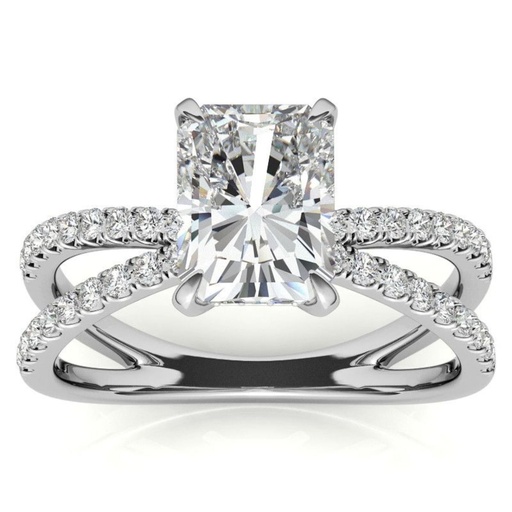 Radiant Cut Diamond Split Shank Engagement Ring For Women