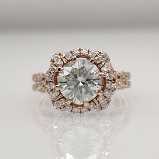 Round Cut Diamond Twisted Engagement Ring for Women