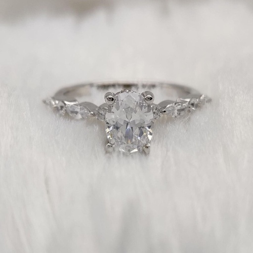 Oval Cut Diamond Hidden Halo Engagement  Ring For Women