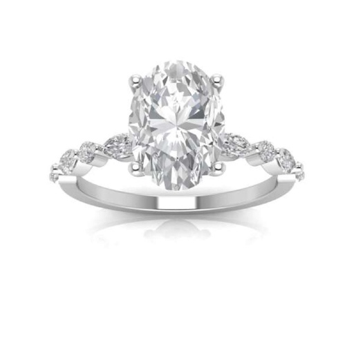  Oval Cut Diamond Solitaire With Accents Engagement Ring for Women