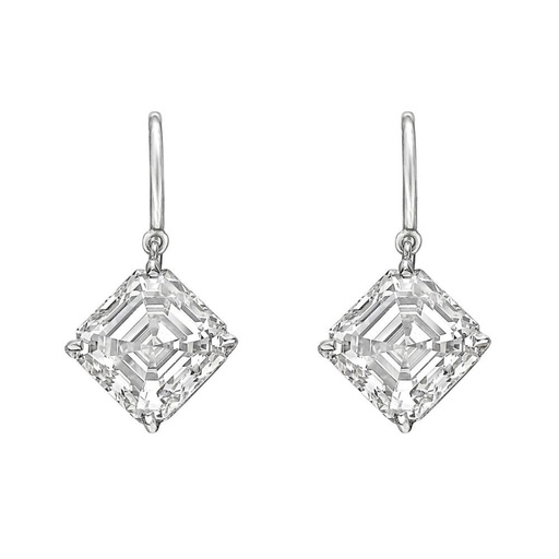 Asscher Cut Moissanite Solitaire  Drop Dangle Earring For Women