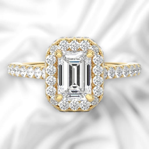 Emerald Cut Diamond Halo Engagement Ring For Women