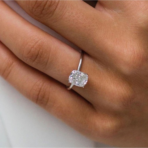 Elongated Cushion Cut Diamond Solitaire Ring For Women