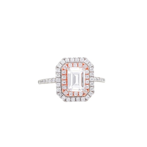 Emerald Cut Diamond Double Halo Engagement Ring for Women