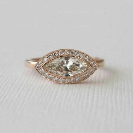 Marquise Cut Diamond Halo Engagement Ring for Women