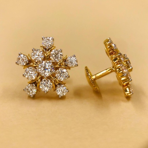 Round Cut Diamond Unique Style Stud Earrings For Women