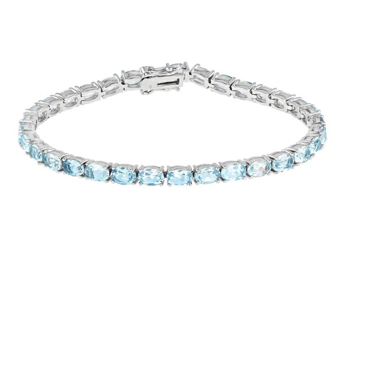 7x5 mm Blue Oval Cut Diamond Tennis Bracelet For Women