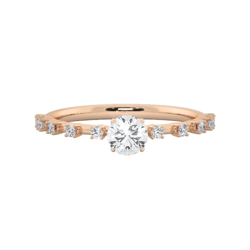 Round Cut Diamond Solitaire With Accents Engagement Ring for Women