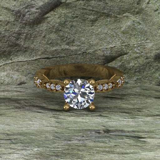 Round Cut Diamond Unique Style Engagement Ring for Women