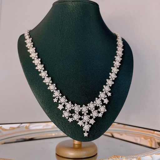 Round Cut Diamond Full Heavy Necklace For Women