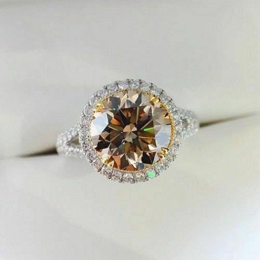 Round Halo Diamond Engagement Ring for Women 