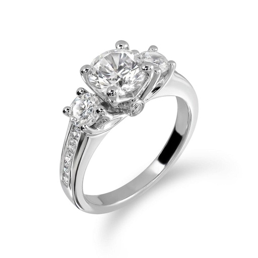 Round Diamond Three Stone Engagement Ring for  Women 