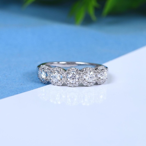 Round Cut Diamond Half Eternity Engagement Ring For Women