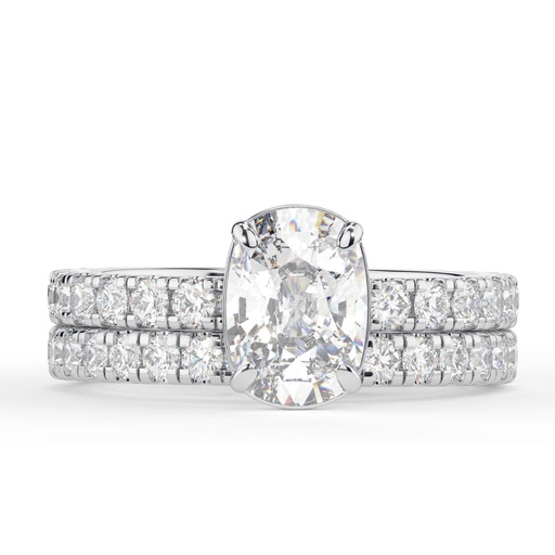 Elongated Cushion Cut Diamond Bridal Set Ring For Women